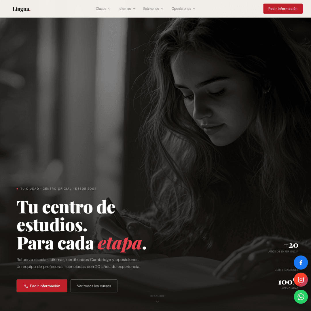 Screenshot of Academia Lingua website