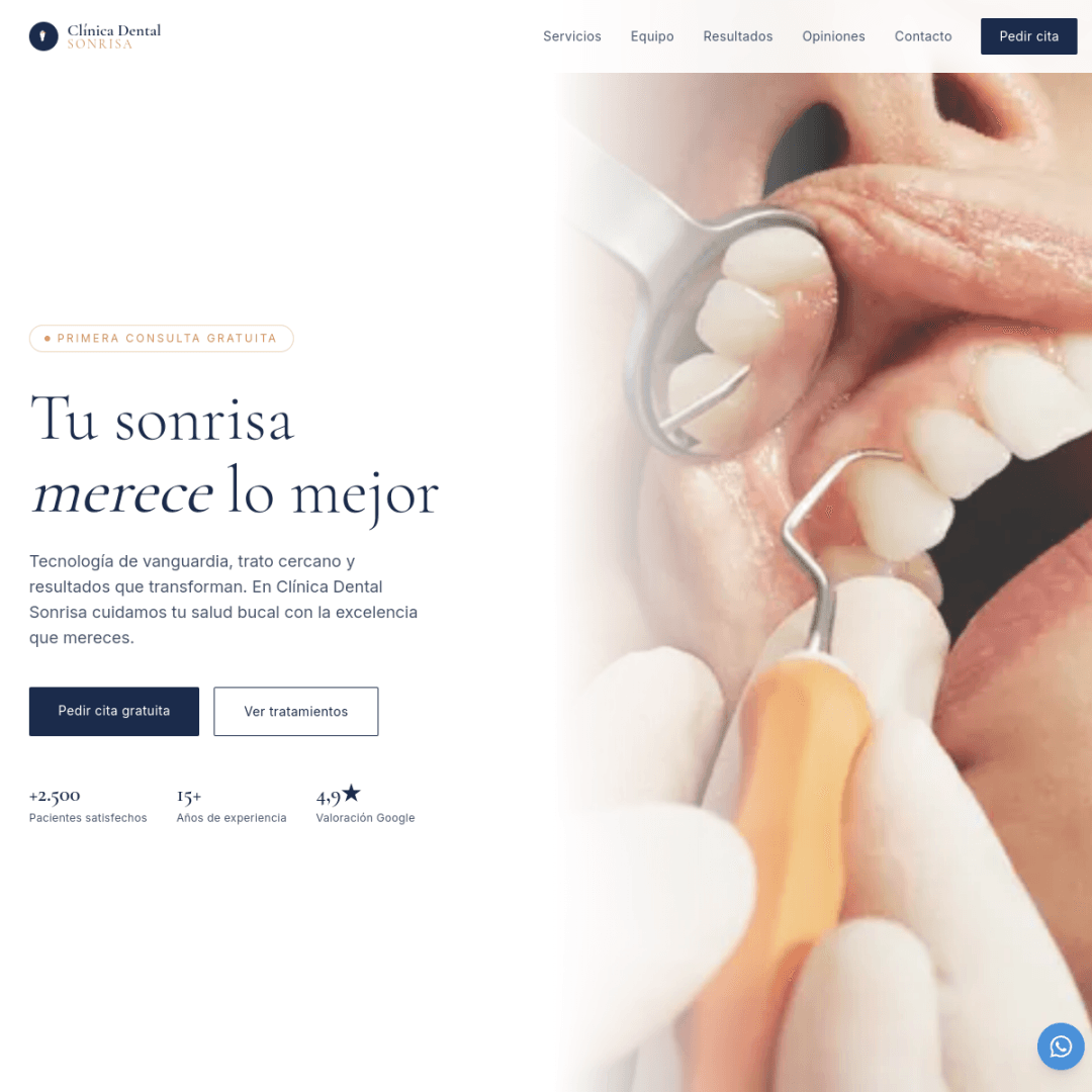 Screenshot of Clínica Dental Sonrisas website