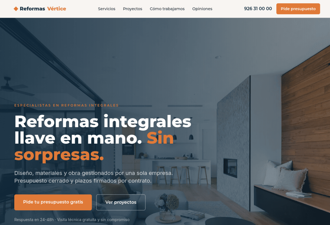 Screenshot of Reformas Vértice website