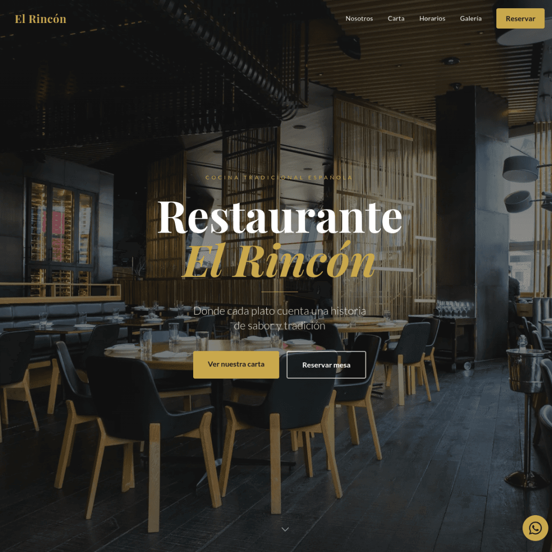 Screenshot of Restaurante El Rincón website